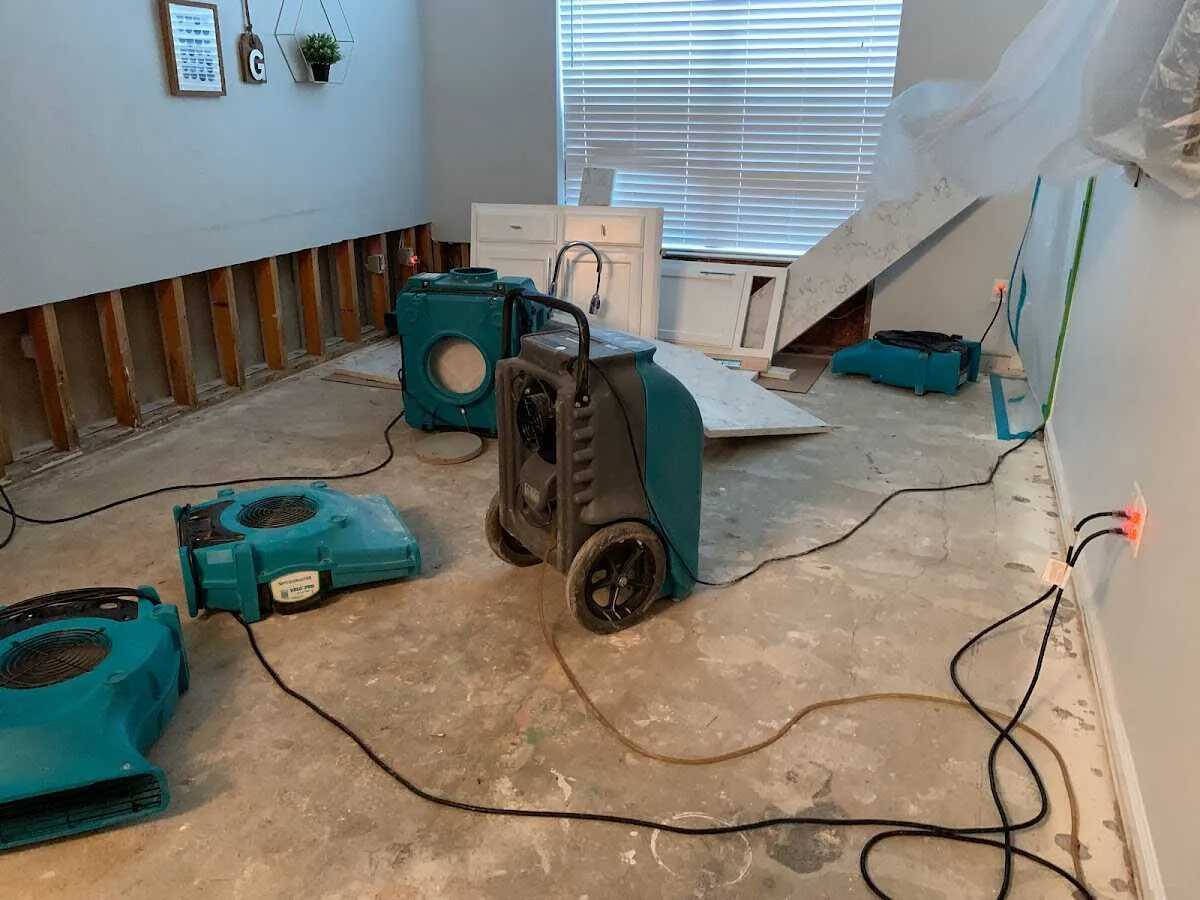 Dehumidifier in flood-cut room for Water Damage Restoration in Phenix City